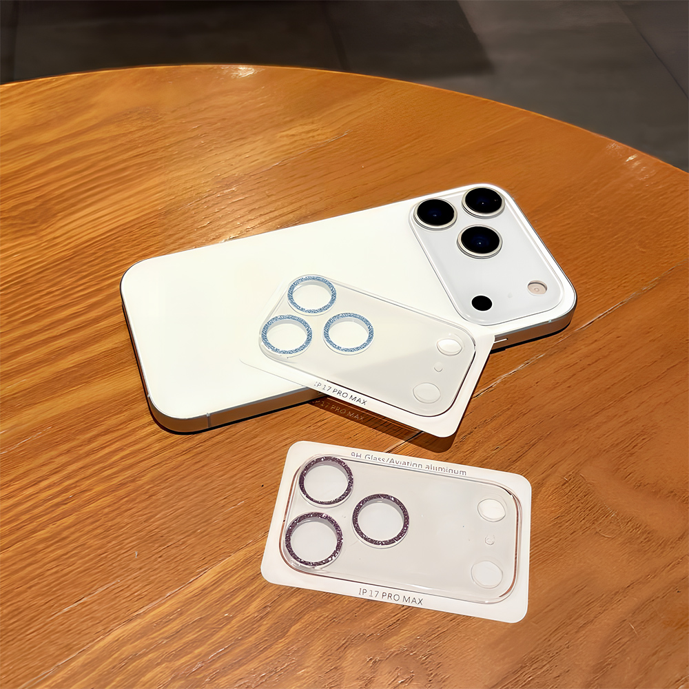 Tempered Glass Screen 9H - 2個入り ブリンググリッター スクリーン＆カメラレンズプロテクター フルカバー iPhone 17