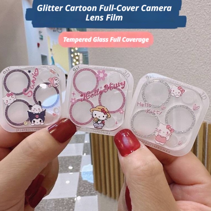 Tempered Glass Screen 9H - サンリオ ハローキティ クロミ グリッターダイヤモンド カメラレンズプロテクター 9H