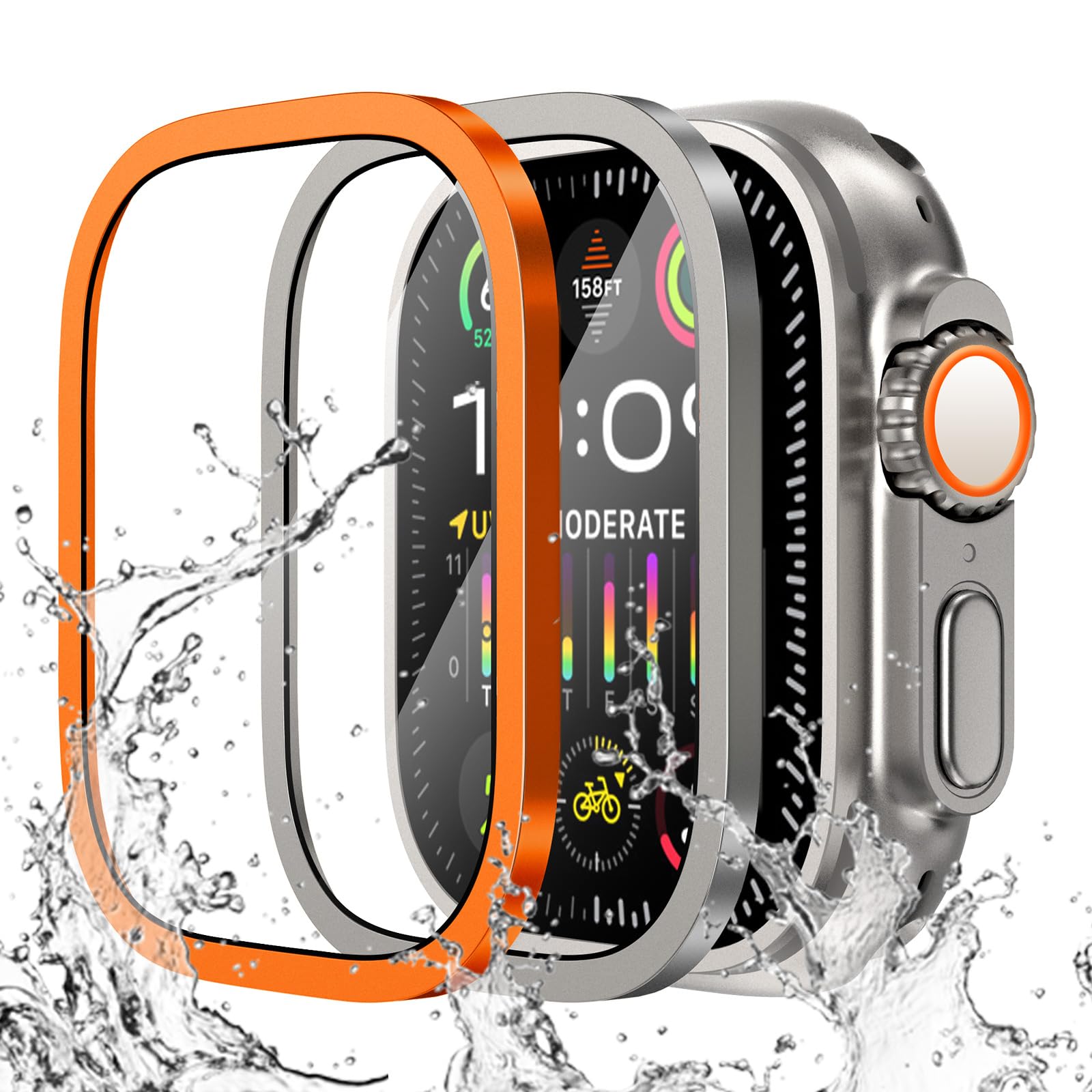 Apple Watch用の傷防止強化ガラス,チタンメタルフレ - Smartwatch Screen Film のレビューと価格