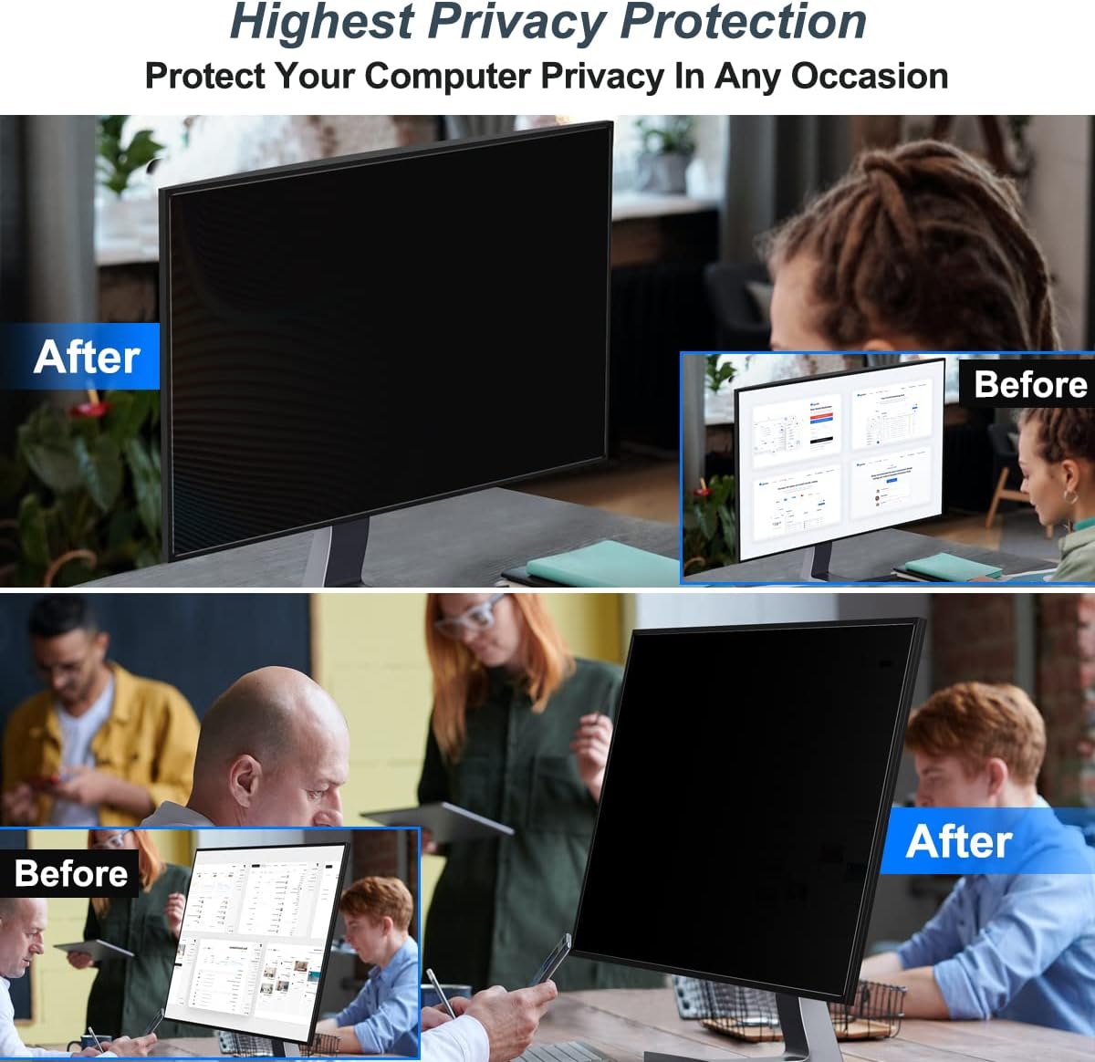 2パック 24インチ コンピュータプライバシースクリーンフィ - Privacy Filter 2Pack のレビューと価格