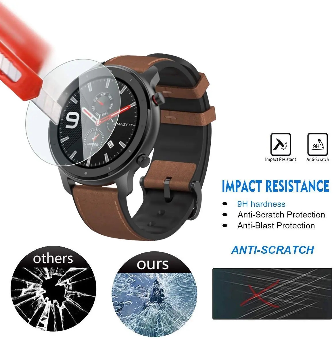 9H 強化ガラスフィルム Amazfit GTR 42 ミリ - Smartwatch Screen Film のレビューと価格