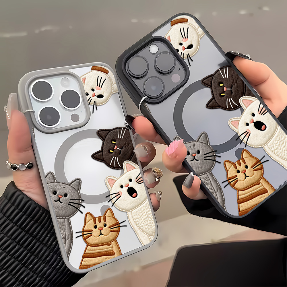 可愛いフェイク刺繍猫柄iPhoneケース iPhone 15 - Apple Iphone 15 Pro Max のレビューと価格